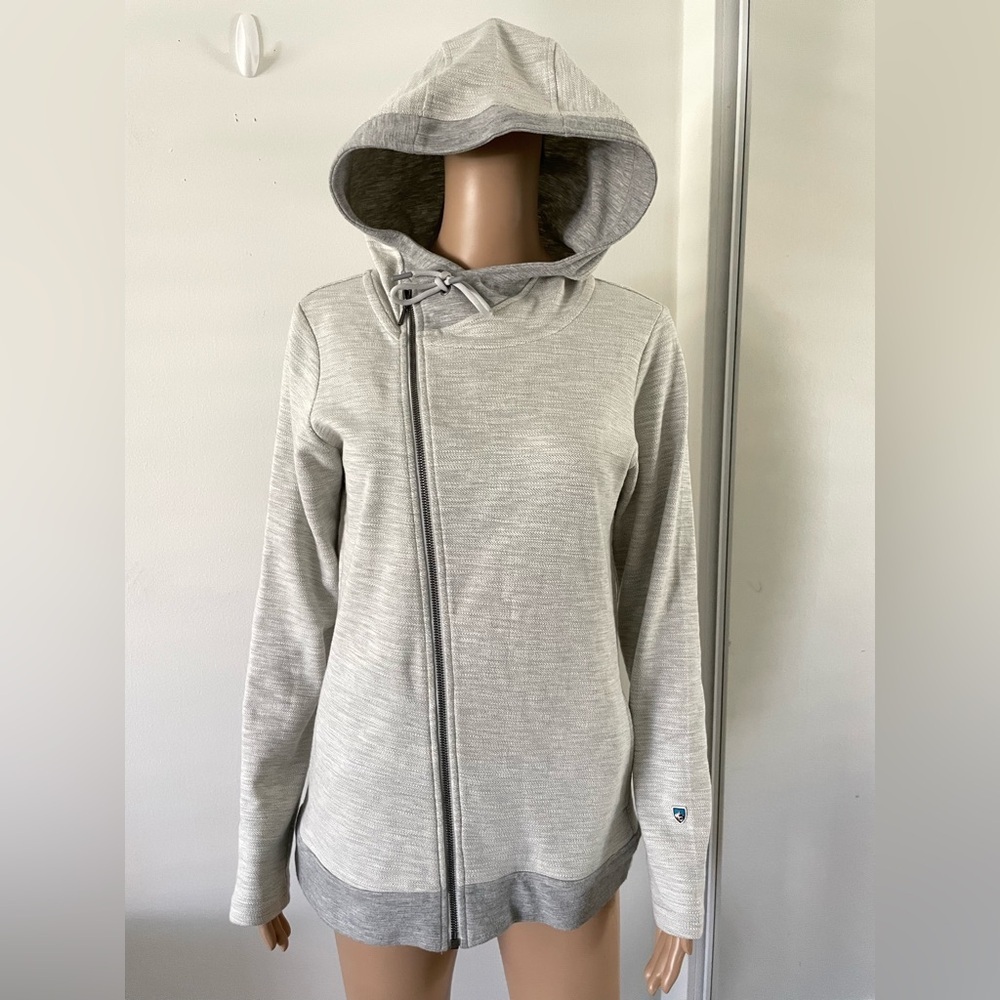 Kuhl ARVA Jacket Full Zip Sweatshirt Coat Womens S White Heather Gray Hooded